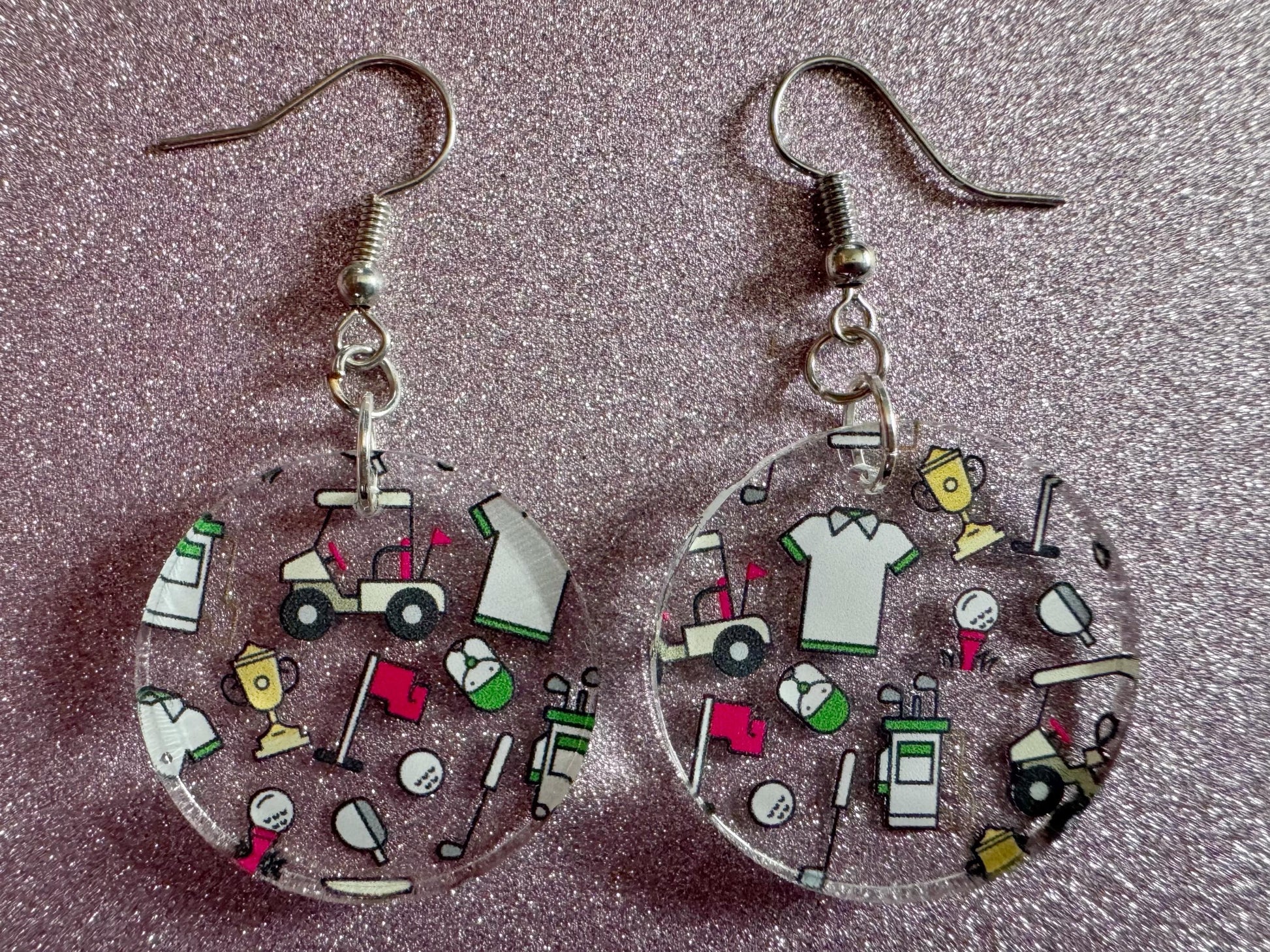 Golf Earrings: Laser Cut Acrylic Golf Theme Earrings, Sports, Golfer, Golfing, Golf Balls, Retirement, Sport, Best Gifts for Her/Him/Them
