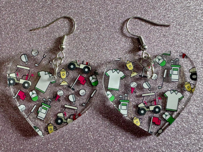 Golf Earrings: Laser Cut Acrylic Golf Theme Earrings, Sports, Golfer, Golfing, Golf Balls, Retirement, Sport, Best Gifts for Her/Him/Them