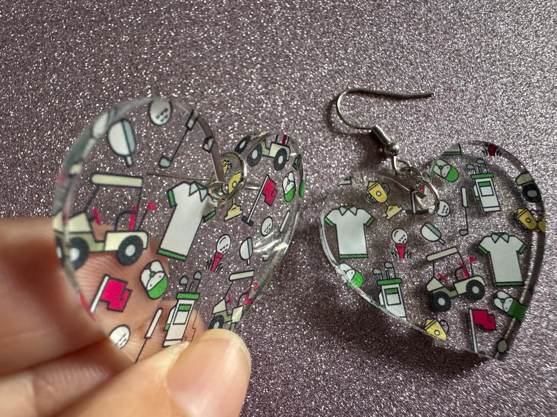 Golf Earrings: Laser Cut Acrylic Golf Theme Earrings, Sports, Golfer, Golfing, Golf Balls, Retirement, Sport, Best Gifts for Her/Him/Them
