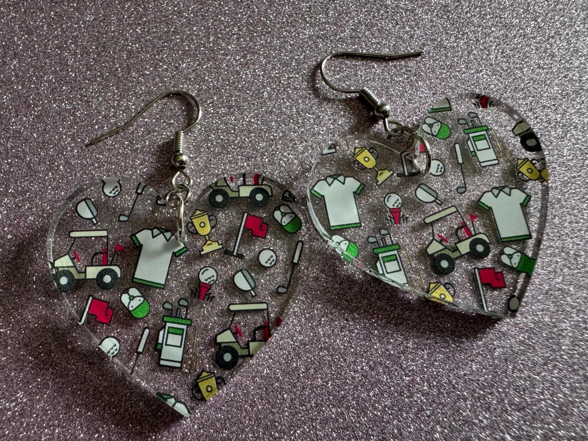 Golf Earrings: Laser Cut Acrylic Golf Theme Earrings, Sports, Golfer, Golfing, Golf Balls, Retirement, Sport, Best Gifts for Her/Him/Them