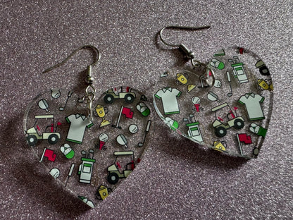 Golf Earrings: Laser Cut Acrylic Golf Theme Earrings, Sports, Golfer, Golfing, Golf Balls, Retirement, Sport, Best Gifts for Her/Him/Them