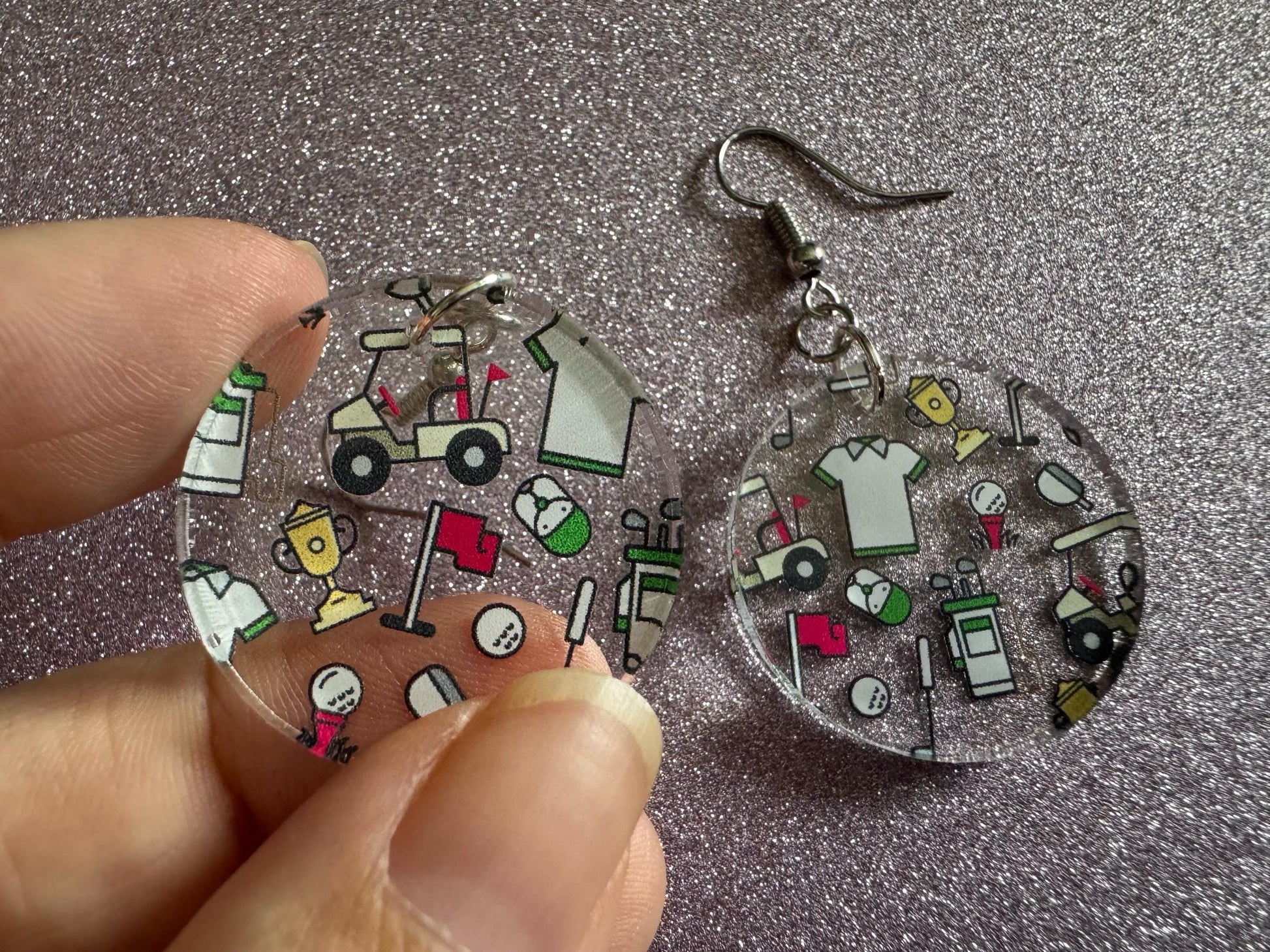 Golf Earrings: Laser Cut Acrylic Golf Theme Earrings, Sports, Golfer, Golfing, Golf Balls, Retirement, Sport, Best Gifts for Her/Him/Them