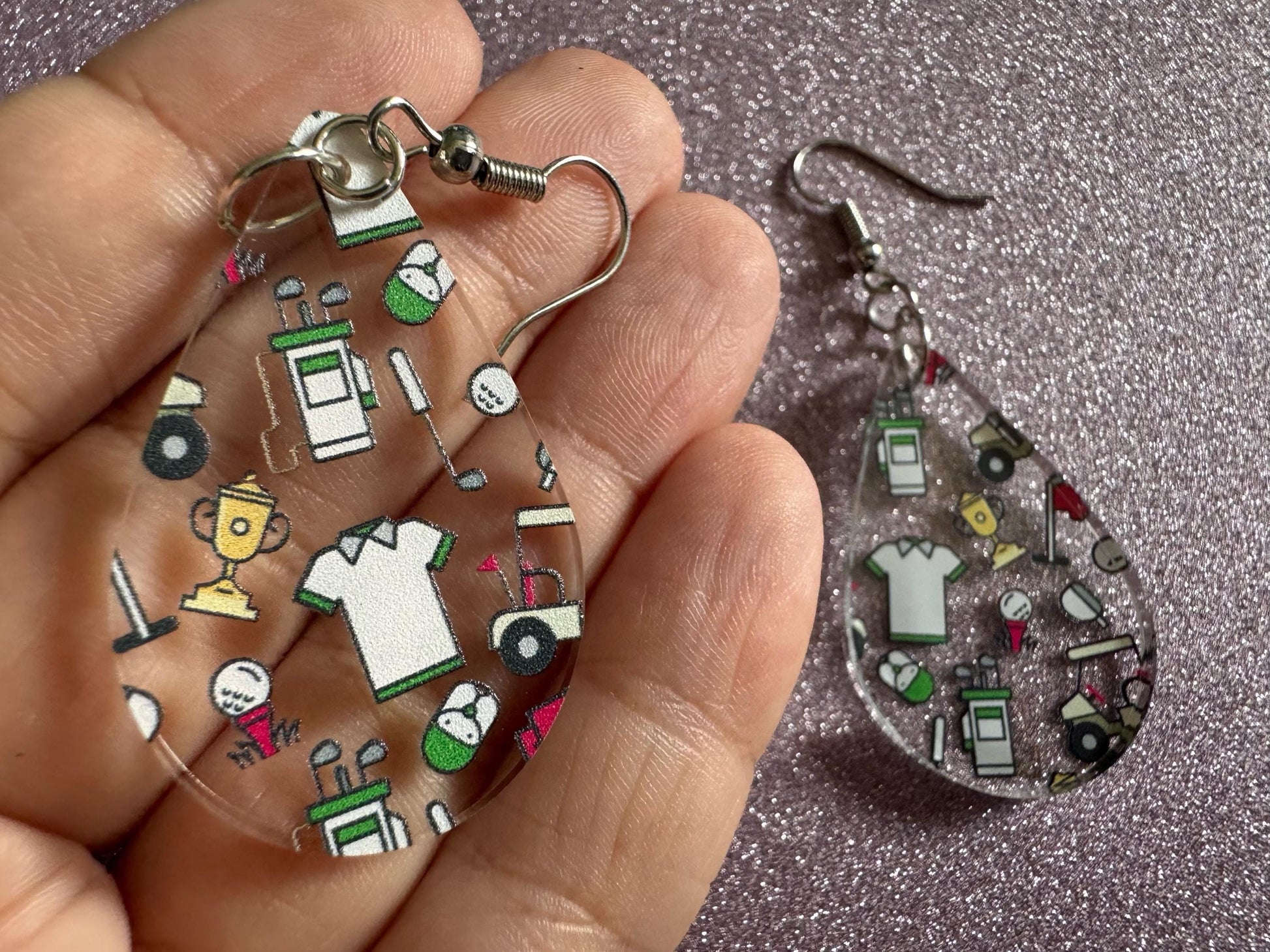 Golf Earrings: Laser Cut Acrylic Golf Theme Earrings, Sports, Golfer, Golfing, Golf Balls, Retirement, Sport, Best Gifts for Her/Him/Them