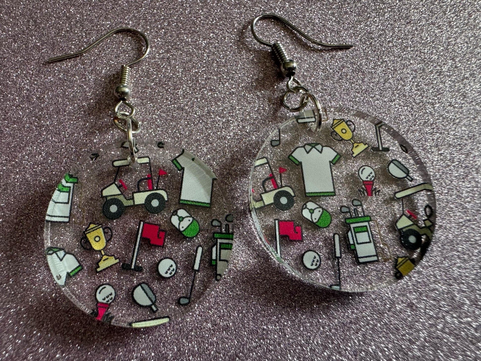 Golf Earrings: Laser Cut Acrylic Golf Theme Earrings, Sports, Golfer, Golfing, Golf Balls, Retirement, Sport, Best Gifts for Her/Him/Them