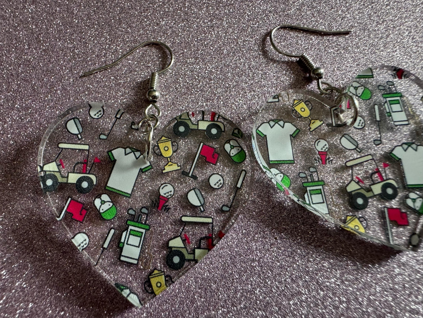 Golf Earrings: Laser Cut Acrylic Golf Theme Earrings, Sports, Golfer, Golfing, Golf Balls, Retirement, Sport, Best Gifts for Her/Him/Them