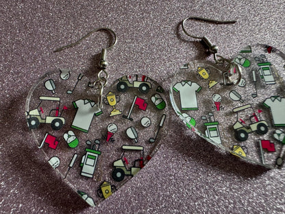 Golf Earrings: Laser Cut Acrylic Golf Theme Earrings, Sports, Golfer, Golfing, Golf Balls, Retirement, Sport, Best Gifts for Her/Him/Them