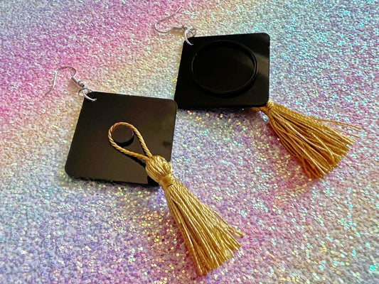 Graduation Hat Earrings: Laser Cut Acrylics, Teacher, Student, Education, Graduate, High School, University, Best Gifts for Her/Him/Them