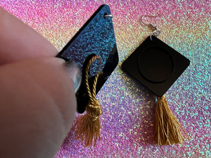 Graduation Hat Earrings: Laser Cut Acrylics, Teacher, Student, Education, Graduate, High School, University, Best Gifts for Her/Him/Them