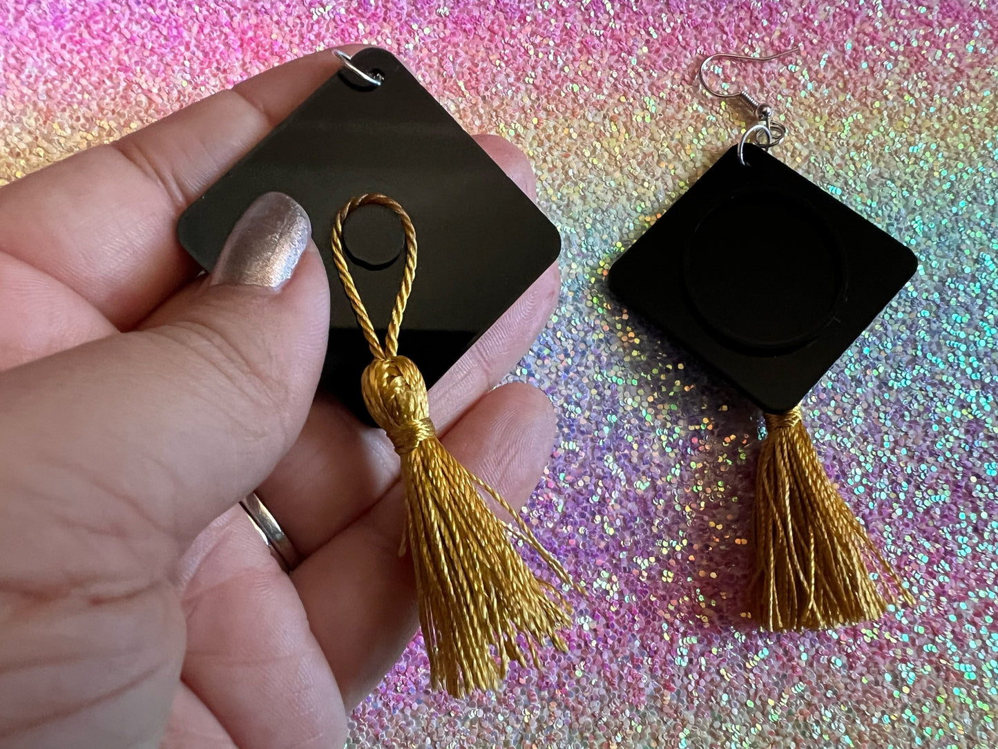 Graduation Hat Earrings: Laser Cut Acrylics, Teacher, Student, Education, Graduate, High School, University, Best Gifts for Her/Him/Them
