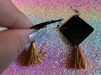 Graduation Hat Earrings: Laser Cut Acrylics, Teacher, Student, Education, Graduate, High School, University, Best Gifts for Her/Him/Them