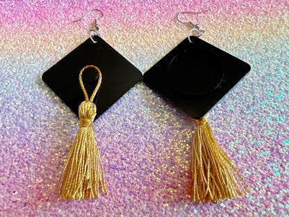 Graduation Hat Earrings: Laser Cut Acrylics, Teacher, Student, Education, Graduate, High School, University, Best Gifts for Her/Him/Them