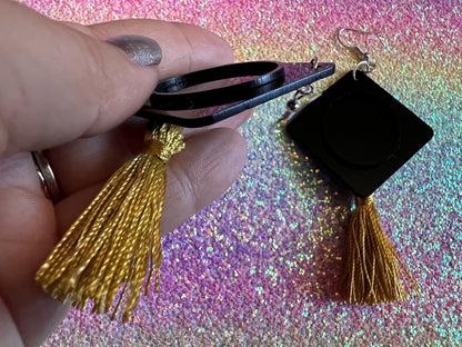 Graduation Hat Earrings: Laser Cut Acrylics, Teacher, Student, Education, Graduate, High School, University, Best Gifts for Her/Him/Them