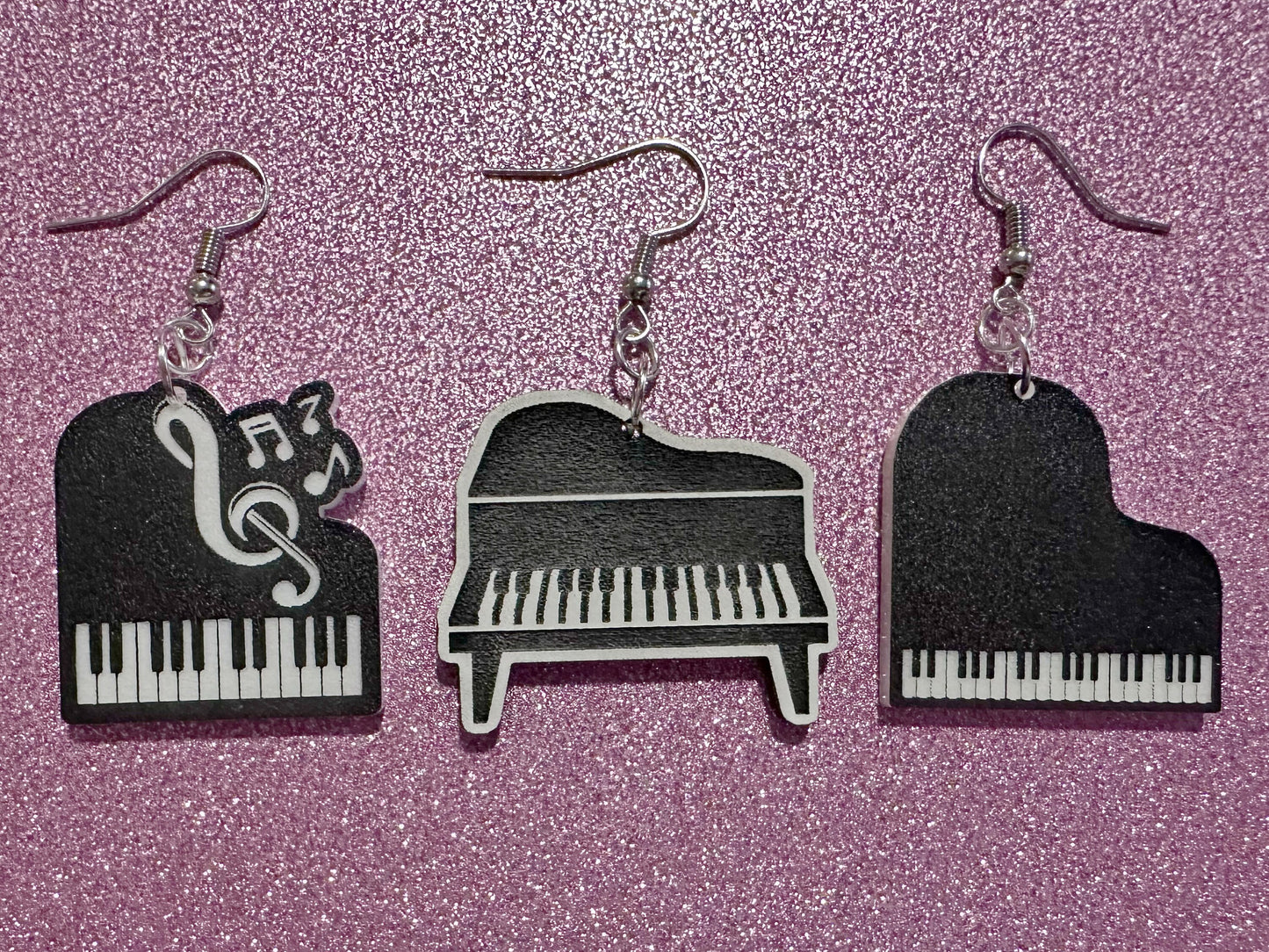 Grand Piano Earrings: Laser Cut Acrylic Pianos, Music, Musical Jewelry, Keyboard, Concert, Keyboards, Keys, Best Gifts for Her/Him/Them