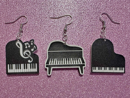 Grand Piano Earrings: Laser Cut Acrylic Pianos, Music, Musical Jewelry, Keyboard, Concert, Keyboards, Keys, Best Gifts for Her/Him/Them