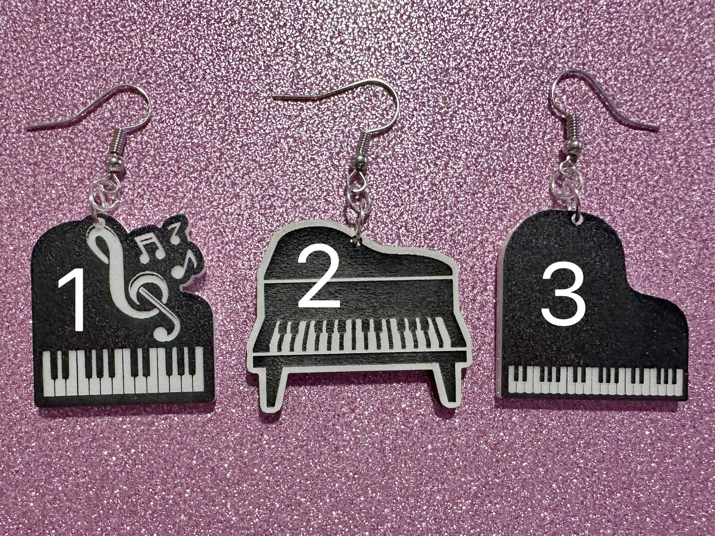 Grand Piano Earrings: Laser Cut Acrylic Pianos, Music, Musical Jewelry, Keyboard, Concert, Keyboards, Keys, Best Gifts for Her/Him/Them