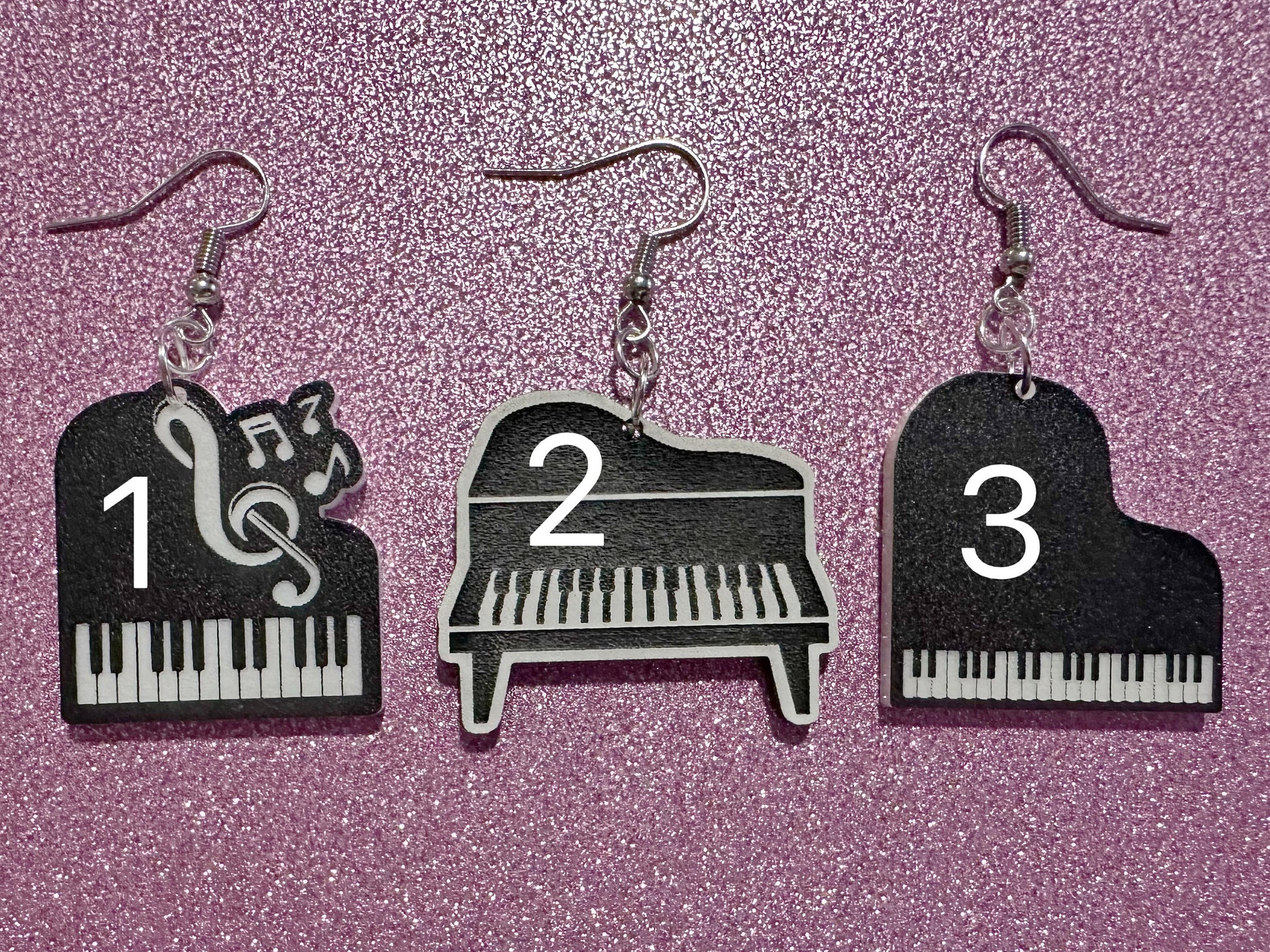 Grand Piano Earrings: Laser Cut Acrylic Pianos, Music, Musical Jewelry, Keyboard, Concert, Keyboards, Keys, Best Gifts for Her/Him/Them