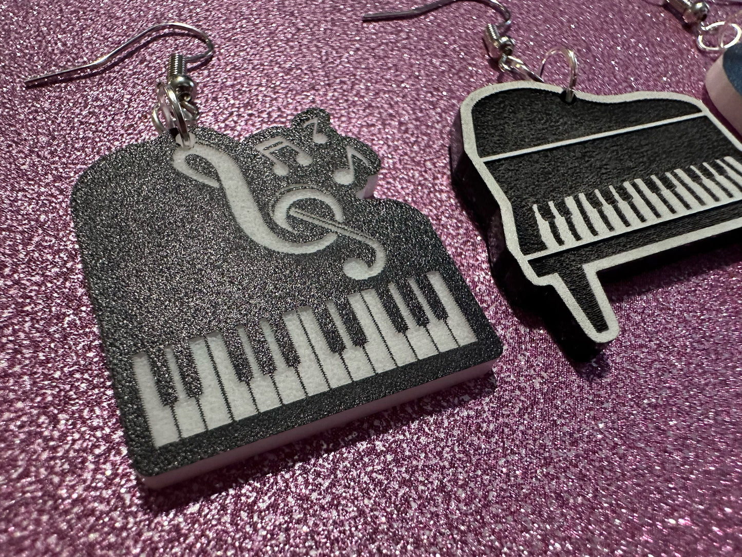 Grand Piano Earrings: Laser Cut Acrylic Pianos, Music, Musical Jewelry, Keyboard, Concert, Keyboards, Keys, Best Gifts for Her/Him/Them