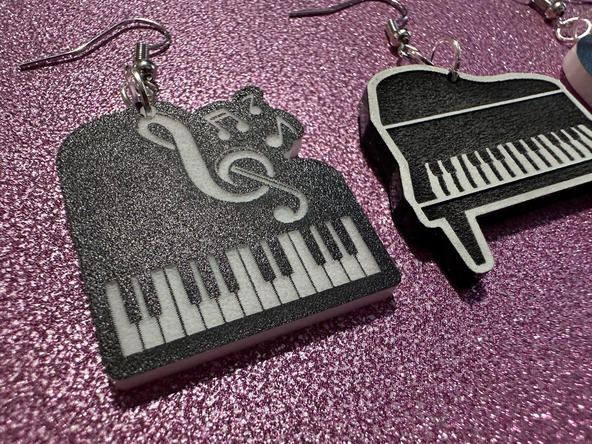 Grand Piano Earrings: Laser Cut Acrylic Pianos, Music, Musical Jewelry, Keyboard, Concert, Keyboards, Keys, Best Gifts for Her/Him/Them