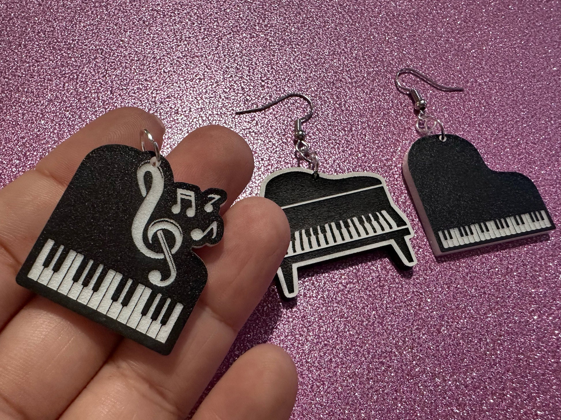 Grand Piano Earrings: Laser Cut Acrylic Pianos, Music, Musical Jewelry, Keyboard, Concert, Keyboards, Keys, Best Gifts for Her/Him/Them
