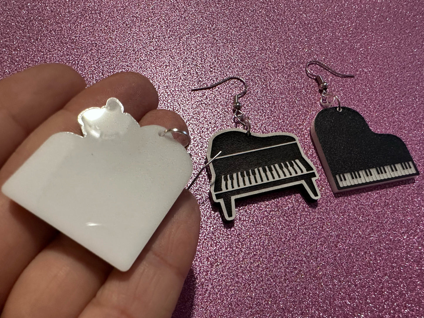 Grand Piano Earrings: Laser Cut Acrylic Pianos, Music, Musical Jewelry, Keyboard, Concert, Keyboards, Keys, Best Gifts for Her/Him/Them