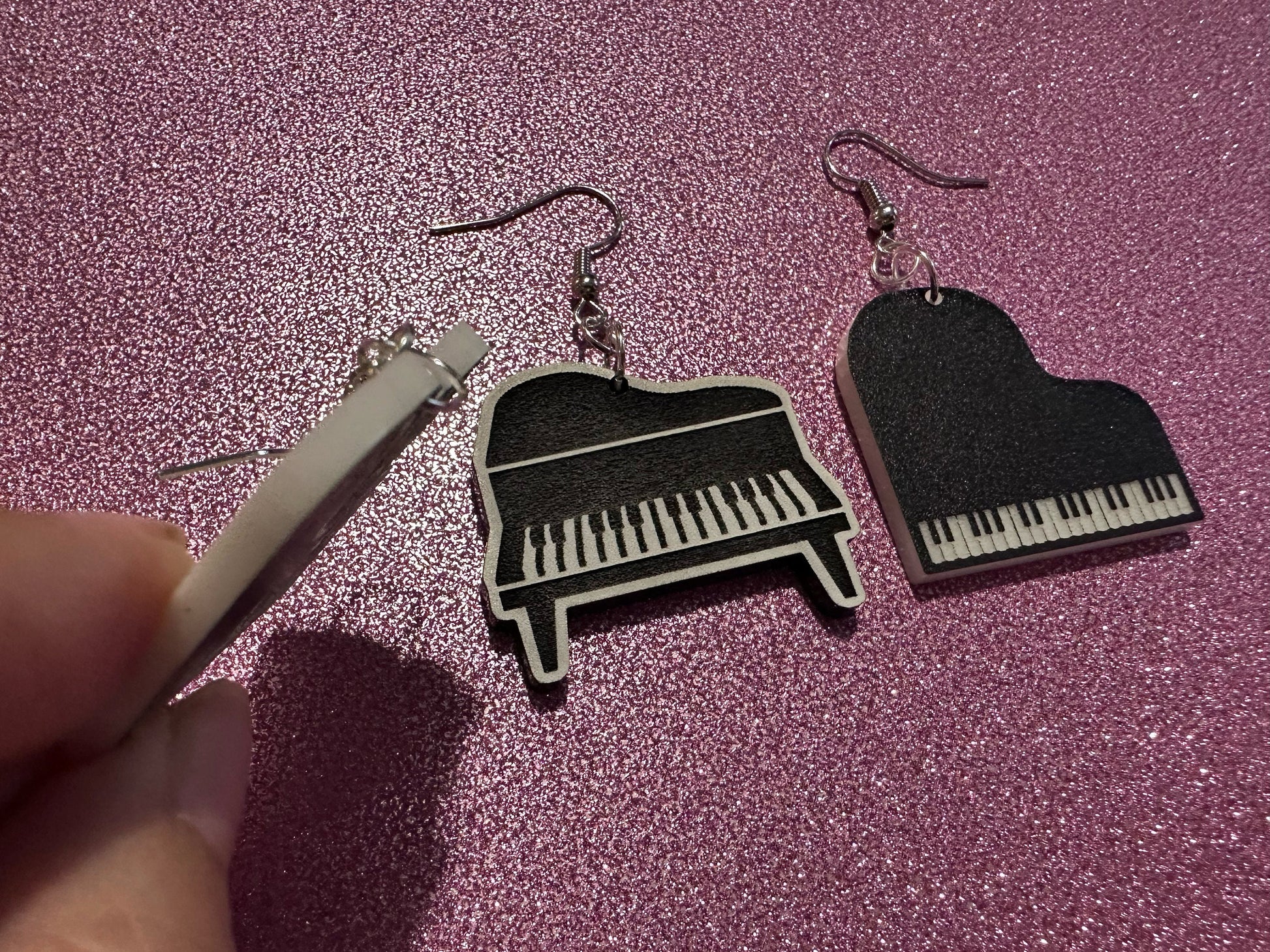 Grand Piano Earrings: Laser Cut Acrylic Pianos, Music, Musical Jewelry, Keyboard, Concert, Keyboards, Keys, Best Gifts for Her/Him/Them