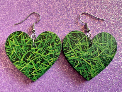 Grass Earrings: Laser Cut Acrylic Grass Print, Green Earrings, Plants, Lawn Mowing, Lawns, Plants, Nature, Best Gifts for Her/Him/Them