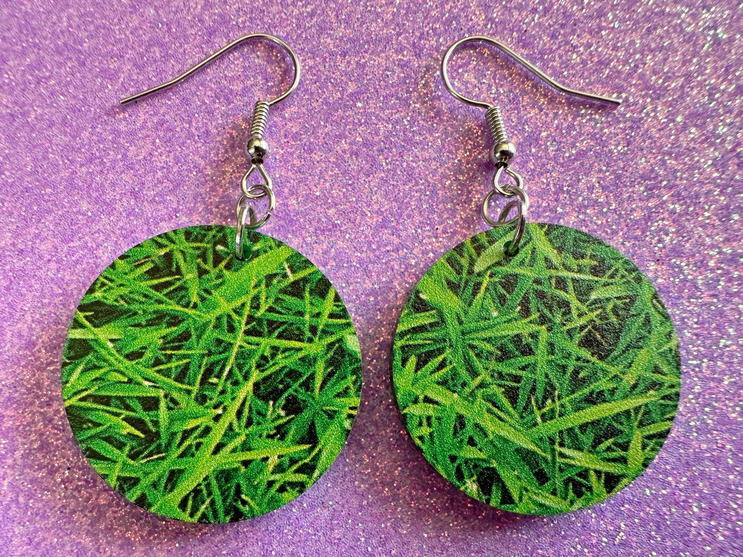 Grass Earrings: Laser Cut Acrylic Grass Print, Green Earrings, Plants, Lawn Mowing, Lawns, Plants, Nature, Best Gifts for Her/Him/Them