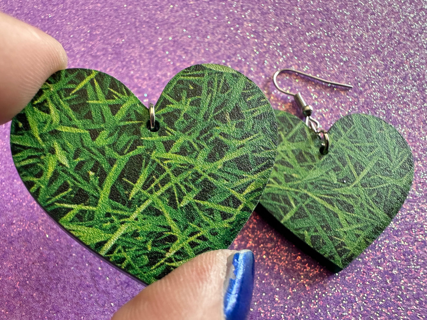 Grass Earrings: Laser Cut Acrylic Grass Print, Green Earrings, Plants, Lawn Mowing, Lawns, Plants, Nature, Best Gifts for Her/Him/Them
