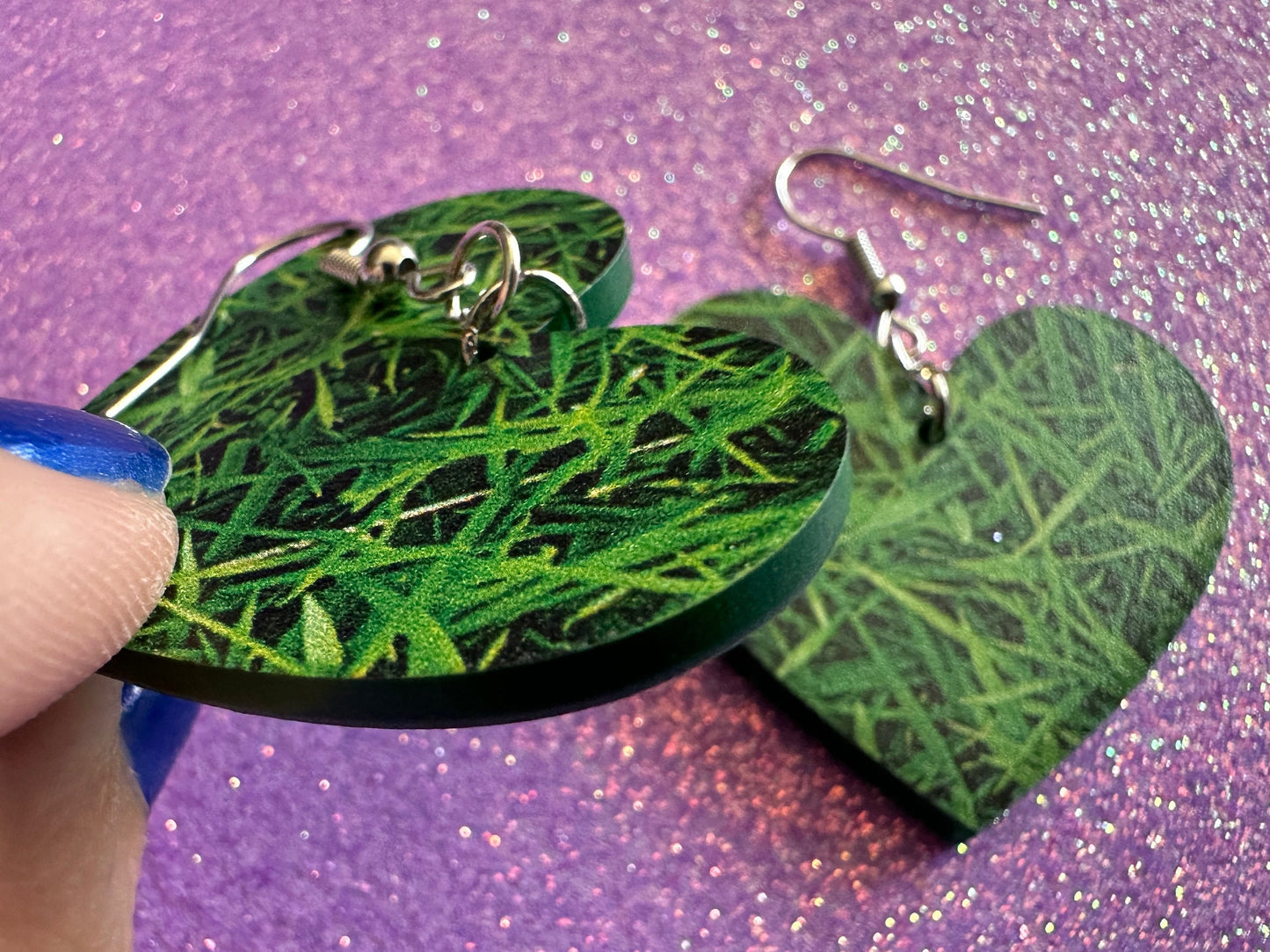 Grass Earrings: Laser Cut Acrylic Grass Print, Green Earrings, Plants, Lawn Mowing, Lawns, Plants, Nature, Best Gifts for Her/Him/Them