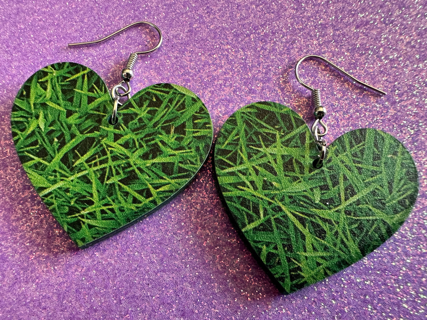 Grass Earrings: Laser Cut Acrylic Grass Print, Green Earrings, Plants, Lawn Mowing, Lawns, Plants, Nature, Best Gifts for Her/Him/Them