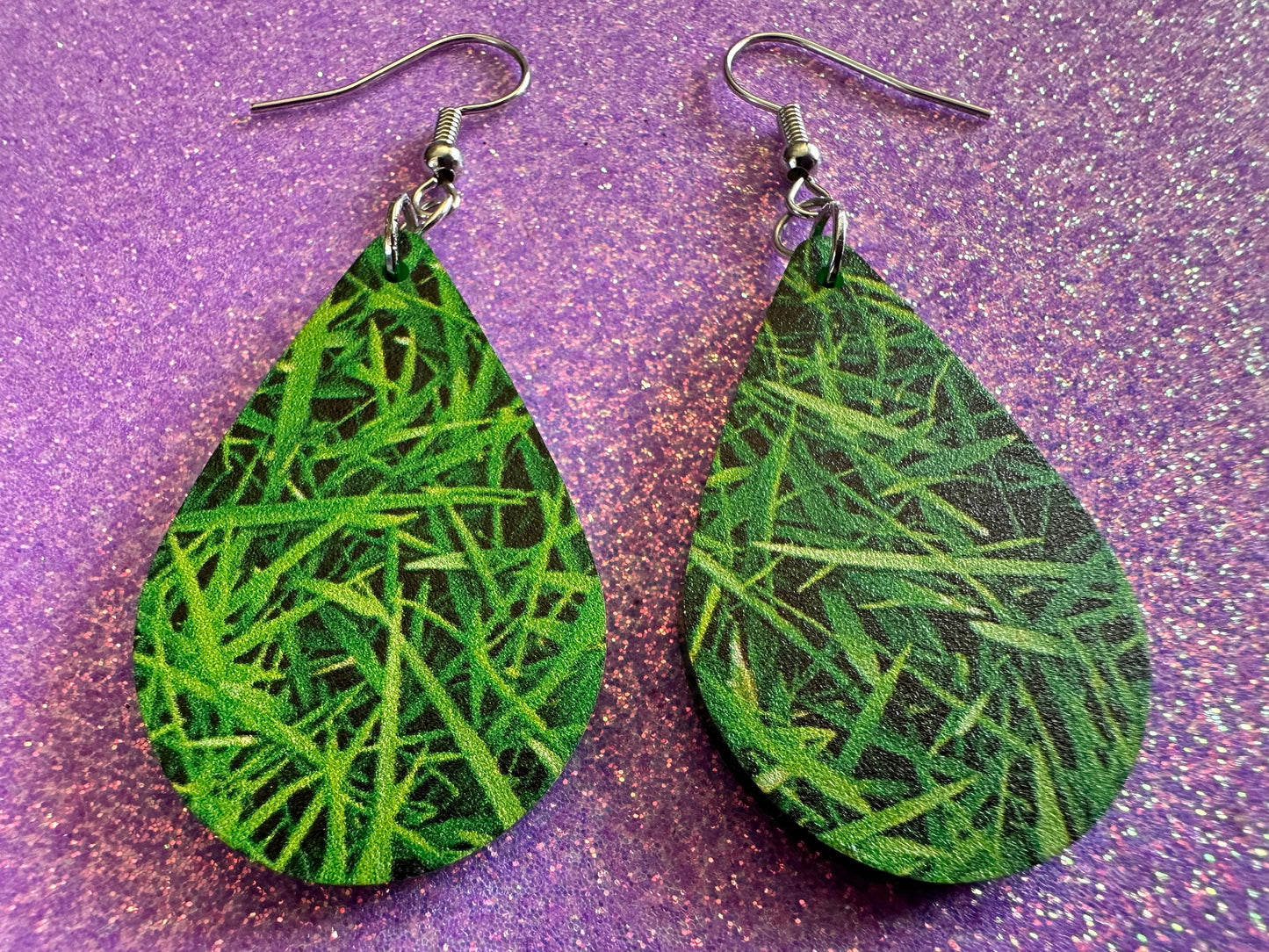 Grass Earrings: Laser Cut Acrylic Grass Print, Green Earrings, Plants, Lawn Mowing, Lawns, Plants, Nature, Best Gifts for Her/Him/Them