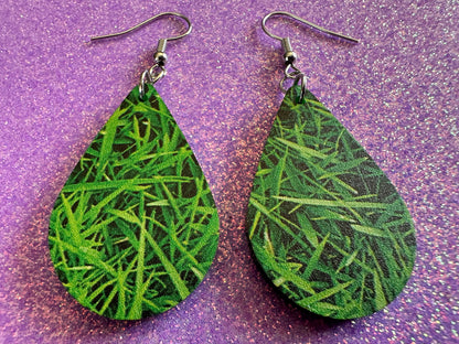 Grass Earrings: Laser Cut Acrylic Grass Print, Green Earrings, Plants, Lawn Mowing, Lawns, Plants, Nature, Best Gifts for Her/Him/Them