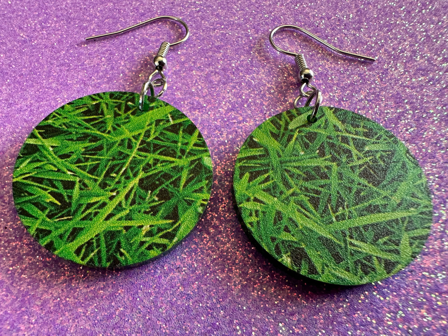 Grass Earrings: Laser Cut Acrylic Grass Print, Green Earrings, Plants, Lawn Mowing, Lawns, Plants, Nature, Best Gifts for Her/Him/Them