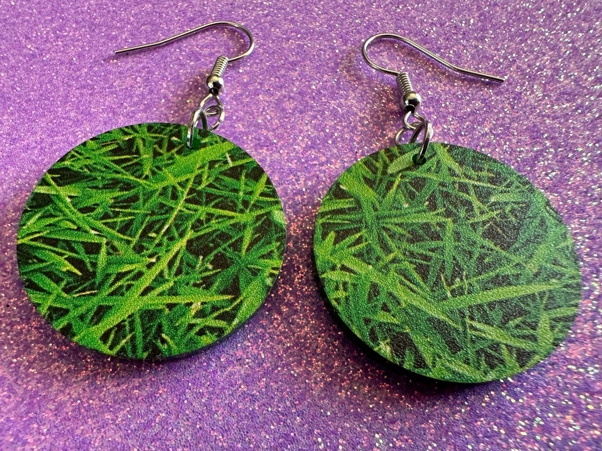 Grass Earrings: Laser Cut Acrylic Grass Print, Green Earrings, Plants, Lawn Mowing, Lawns, Plants, Nature, Best Gifts for Her/Him/Them