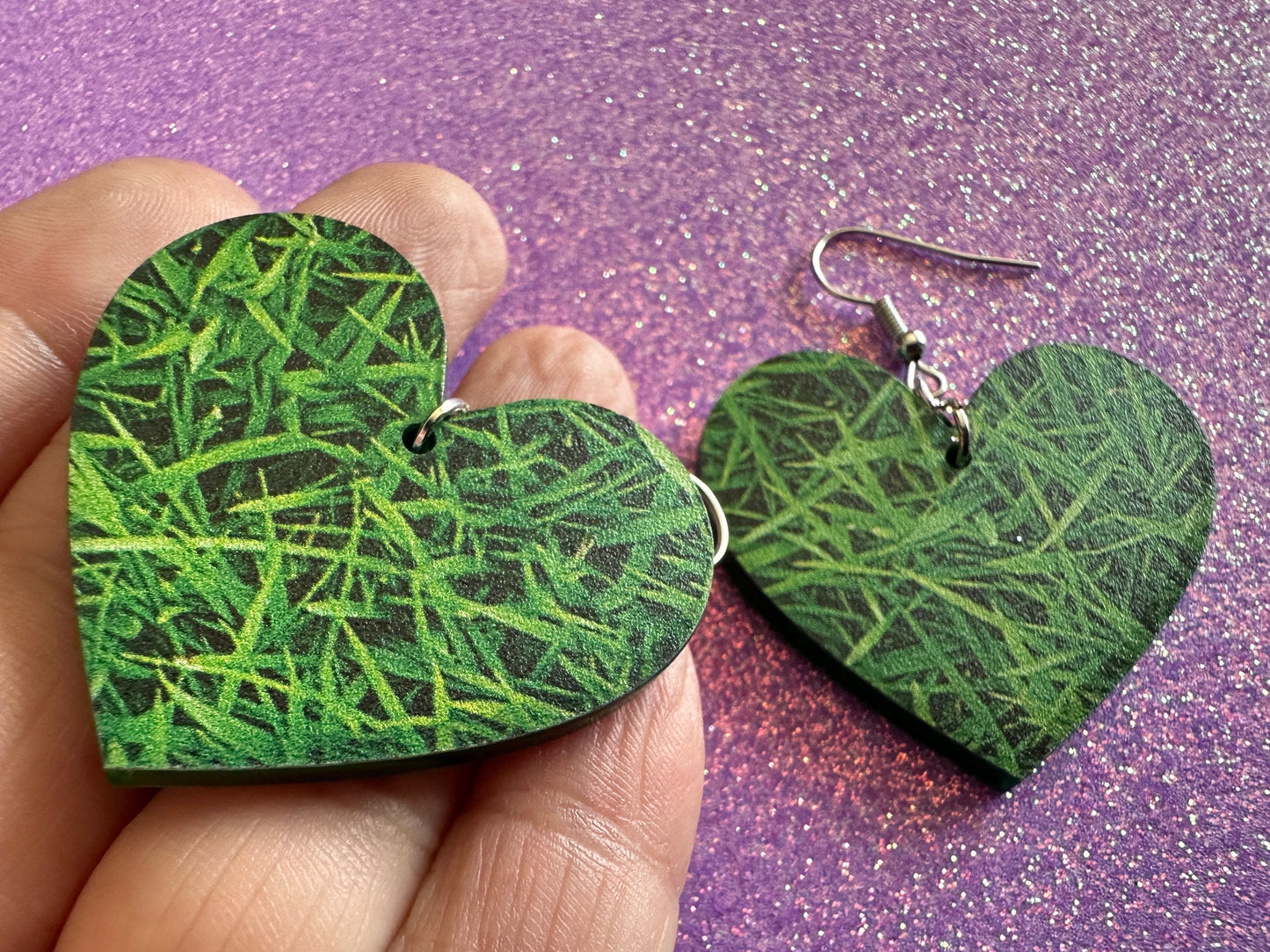 Grass Earrings: Laser Cut Acrylic Grass Print, Green Earrings, Plants, Lawn Mowing, Lawns, Plants, Nature, Best Gifts for Her/Him/Them