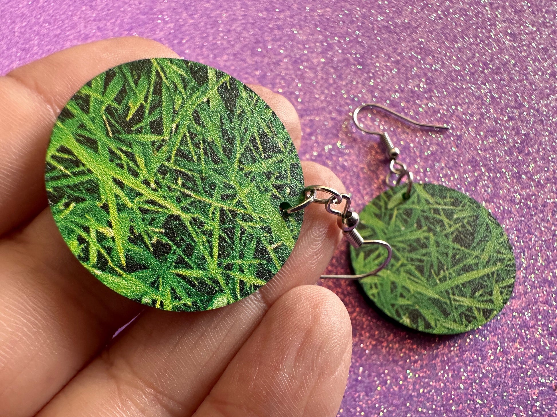 Grass Earrings: Laser Cut Acrylic Grass Print, Green Earrings, Plants, Lawn Mowing, Lawns, Plants, Nature, Best Gifts for Her/Him/Them