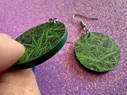 Grass Earrings: Laser Cut Acrylic Grass Print, Green Earrings, Plants, Lawn Mowing, Lawns, Plants, Nature, Best Gifts for Her/Him/Them
