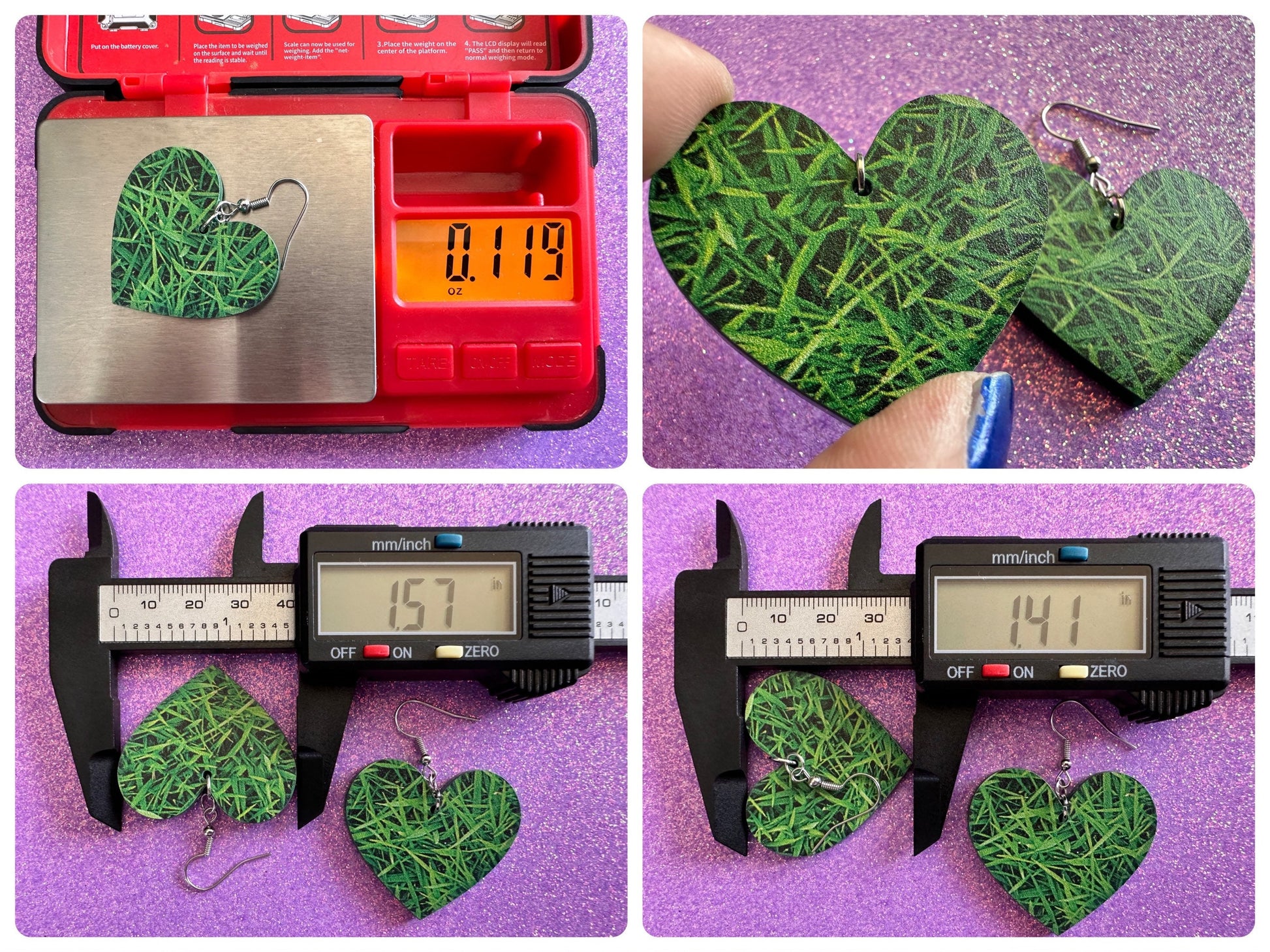 Grass Earrings: Laser Cut Acrylic Grass Print, Green Earrings, Plants, Lawn Mowing, Lawns, Plants, Nature, Best Gifts for Her/Him/Them