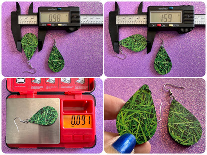Grass Earrings: Laser Cut Acrylic Grass Print, Green Earrings, Plants, Lawn Mowing, Lawns, Plants, Nature, Best Gifts for Her/Him/Them
