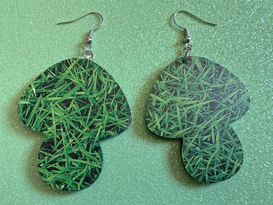 Grass Mushroom Earrings: Dark Brown Laser Cut Acrylic Mushroom Jewelry, Mycology, Foraging, Plants, Whimsical, Fairy, Gifts for Her/Him/Them