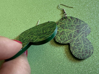 Grass Mushroom Earrings: Dark Brown Laser Cut Acrylic Mushroom Jewelry, Mycology, Foraging, Plants, Whimsical, Fairy, Gifts for Her/Him/Them