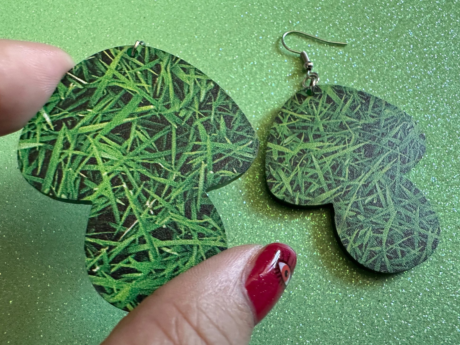 Grass Mushroom Earrings: Dark Brown Laser Cut Acrylic Mushroom Jewelry, Mycology, Foraging, Plants, Whimsical, Fairy, Gifts for Her/Him/Them