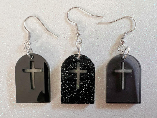 Grave Earrings: Laser Cut Acrylic Gravestones, Halloween, RIP, Cemetery, Death, Best Gifts for Her/Him/Them