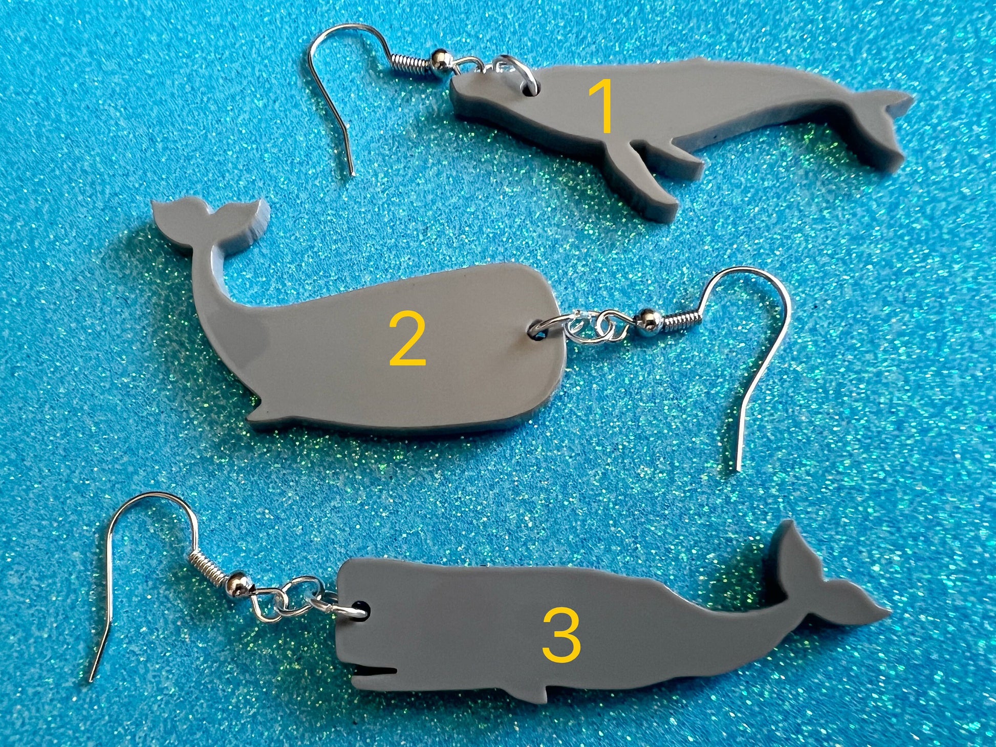 Gray Whale Earrings: Laser Cut Acrylic Whales, Simple Whale Outlines, Whale Silhouette, Aquarium, Ocean Animals, Best Gifts for Her/Him/Them