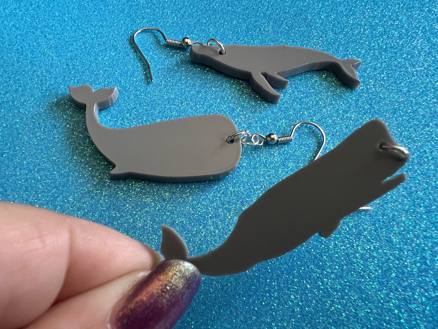 Gray Whale Earrings: Laser Cut Acrylic Whales, Simple Whale Outlines, Whale Silhouette, Aquarium, Ocean Animals, Best Gifts for Her/Him/Them