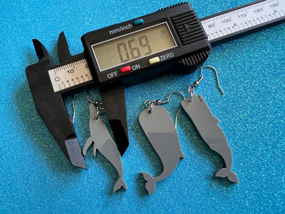Gray Whale Earrings: Laser Cut Acrylic Whales, Simple Whale Outlines, Whale Silhouette, Aquarium, Ocean Animals, Best Gifts for Her/Him/Them