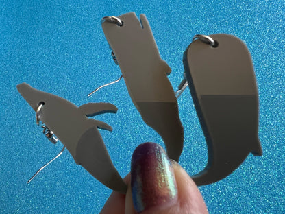 Gray Whale Earrings: Laser Cut Acrylic Whales, Simple Whale Outlines, Whale Silhouette, Aquarium, Ocean Animals, Best Gifts for Her/Him/Them