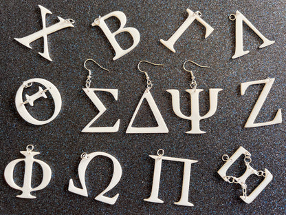 Greek Letter Earrings: Laser Cut Acrylic Letters, Greek Language, Words, Sorority, Fraternity, University, Graduate, Gifts for Her/Him/Them
