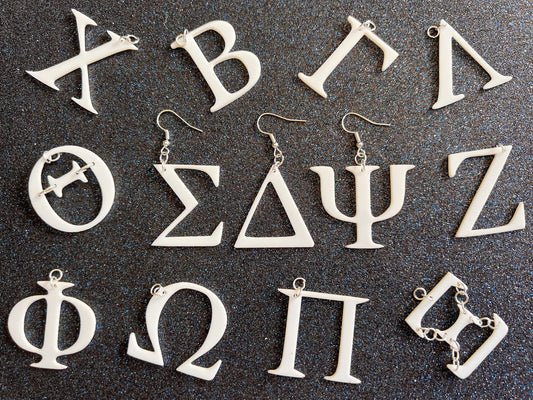 Greek Letter Earrings: Laser Cut Acrylic Letters, Greek Language, Words, Sorority, Fraternity, University, Graduate, Gifts for Her/Him/Them
