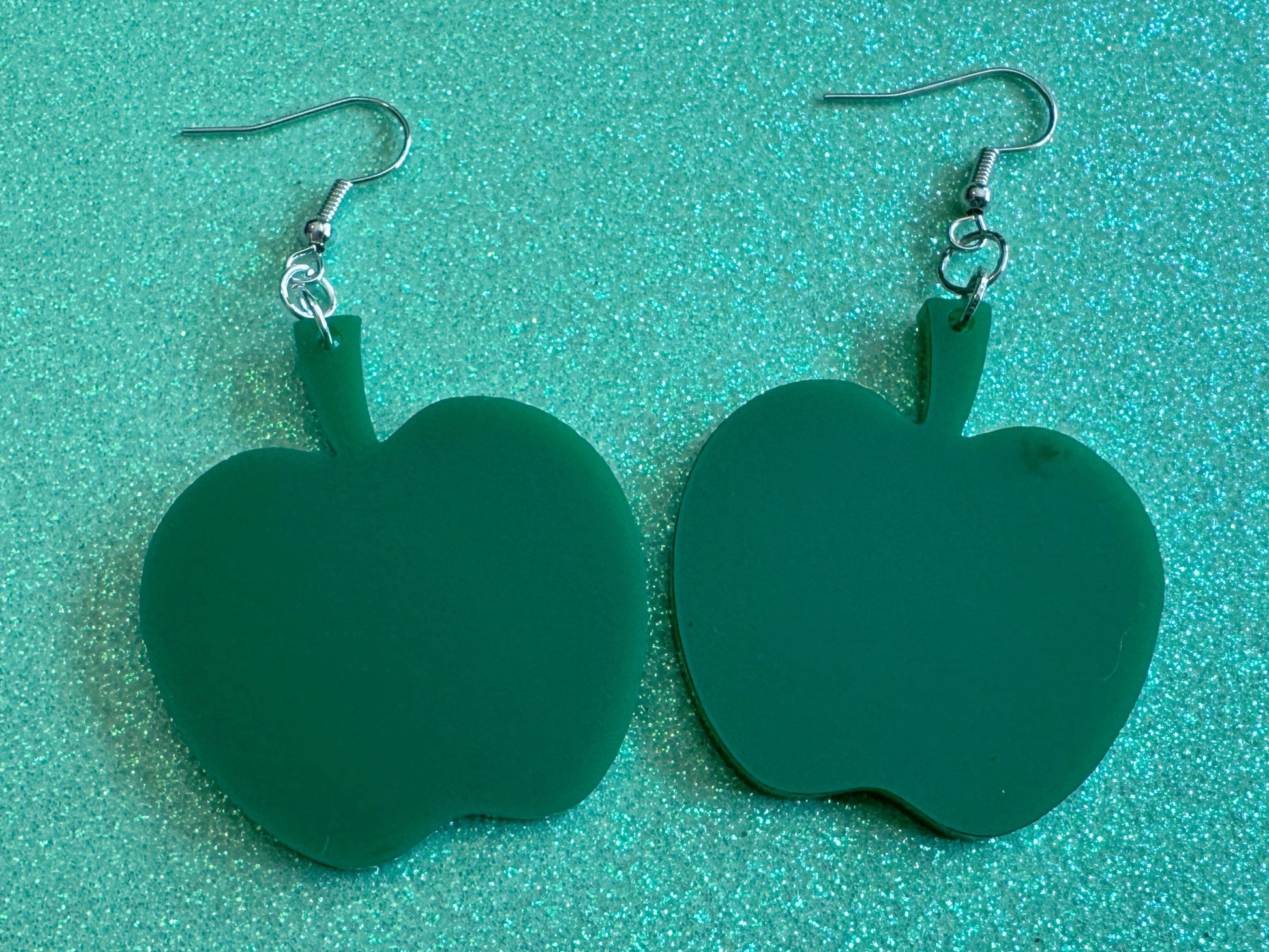 Green Apple Earrings: Laser Cut Acrylic Apples, Fruit, Fall, Food Earrings, Teacher Gift, Green Earrings, Best Gifts for Her/Him/Them